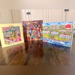 Three Colorful 1000-Piece Jigsaw Puzzle Boxes